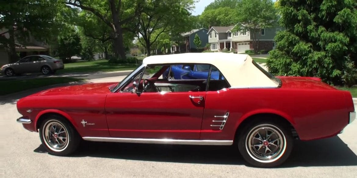 1966 Ford Mustang Convertible In Red Paint Walkaround & Engine Start-Up