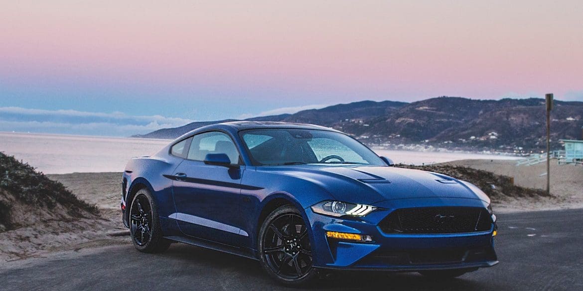 2018 Blue Ford Mustang