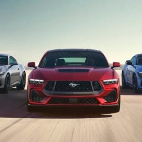 2024 Ford Silver, Red and Blue Mustangs